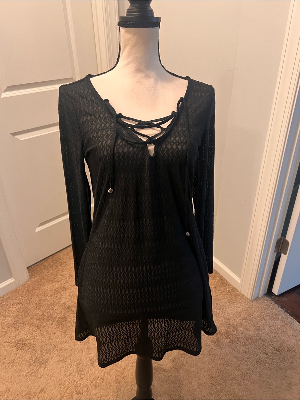 Catalina Black Lace-Up Swim Cover-Up Tunic – XS – NWOT
